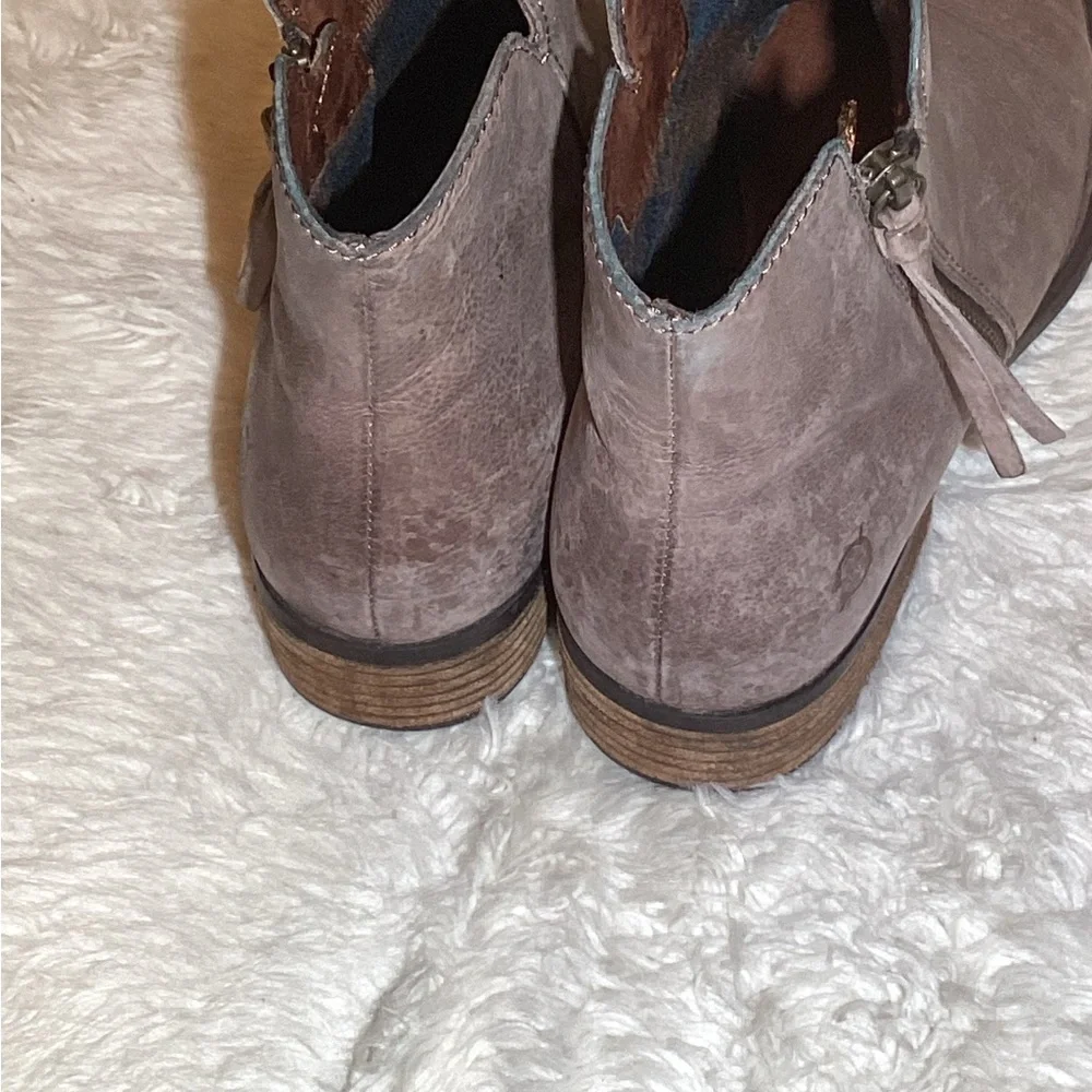 BORN Olio Grey Full Grain Boot Leather Grey Size 8.5